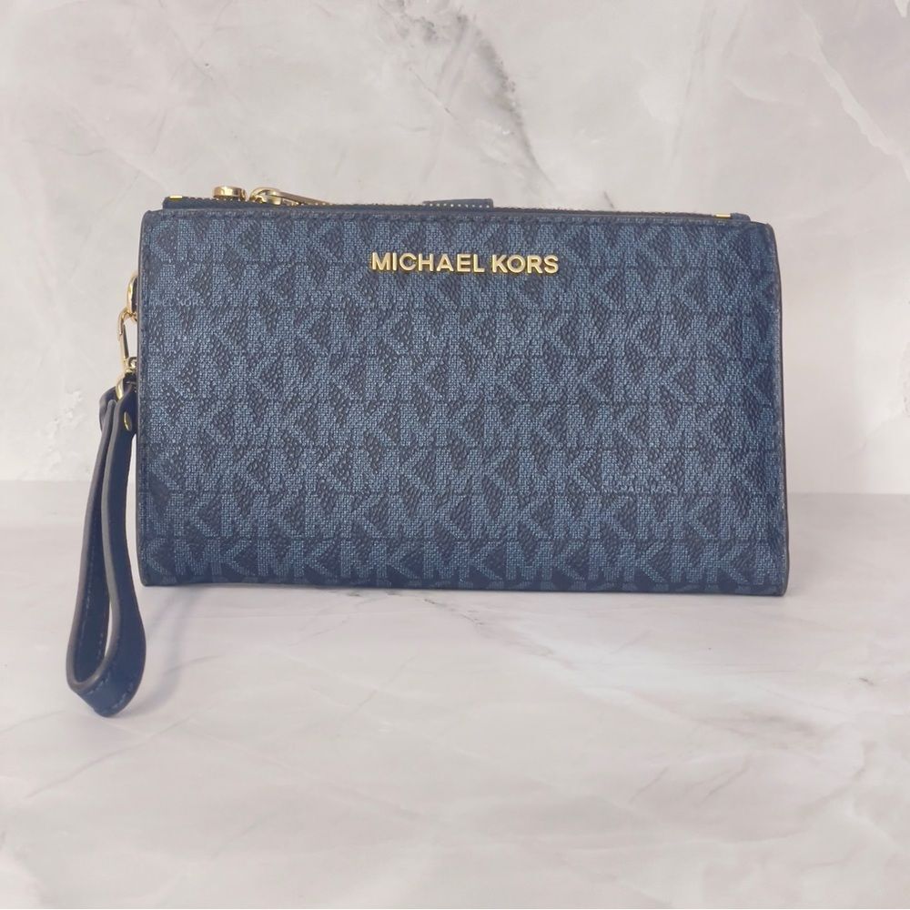 Michael Kors Double Zip Wallet Wristlet Admiral